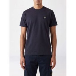 Stone Island T-shirt in cotone con patch logo Compass sul petto Blue Navy Taglia S