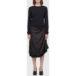 Maison Margiela Abito midi asimmetrico in cupro con Four Stitches Nero Taglia 40
