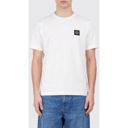Stone Island T-shirt in cotone con patch logo Compass sul petto Bianco Taglia XL
