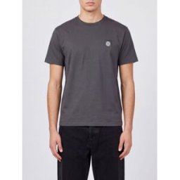 Stone Island T-shirt in cotone con patch logo Compass sul petto Grigio 1 Taglia S