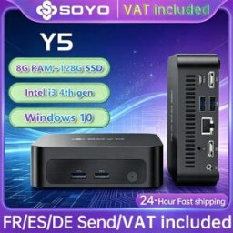 Soyo Mini PC Y5 Processore Intel Core i3 di quarta generazione 8 GB di RAM 128 GB SSD Windows 10 Mini computer desktop Uscita multi-schermo 4K WiFi e Bluetooth 4.2 USB-C RJ45 Ethernet PC compatto di 8G 128GB i3 4th Gen