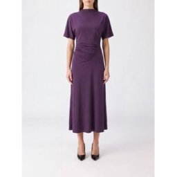 Victoria Victoria Beckham Abito midi a tubino Blousey in jersey elasticizzato a maniche corte Nero Taglia 6