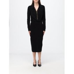 Elisabetta Franchi Abito a tubino midi in jersey con scollo a V e maniche lunghe Nero Taglia 40