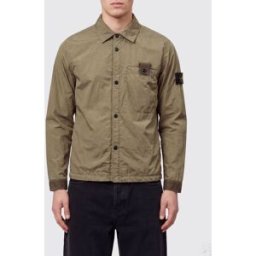 Stone Island Giacca camicia Crinkle Reps NY in nylon riciclato con logo Verde Taglia M