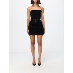 Elisabetta Franchi Mini abito a tubino in jersey con spalle scoperte e rouches Nero Taglia 42