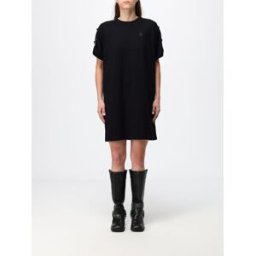 Burberry Abito T-shirt mini in cotone con logo EKD ricamato tono su tono Nero Taglia XS