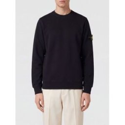 Stone Island Felpa girocollo in cotone con patch logo Compass Nero Taglia L