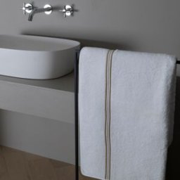 Frette Triplo Bourdon Telo Doccia Bianco/Camel Telo Doccia