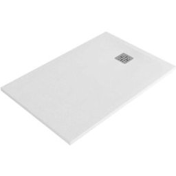 Tecnomat PIATTO DOCCIA EFFETTO PIETRA IN MARMORESINA BIANCO 80x100 cm H 3 cm PILETTA Ø 90 mm