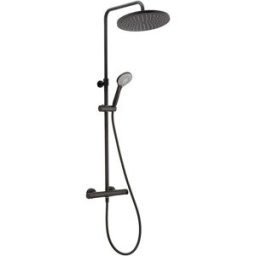 Huber COLONNA DOCCIA LIGHT 3 GETTI NERO SOFFIONE ABS Ø 300 mm MISCELATORE TERMOSTATICO