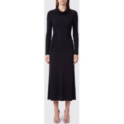 Victoria Victoria Beckham Abito midi asimmetrico in jersey a maniche lunghe Nero Taglia 14