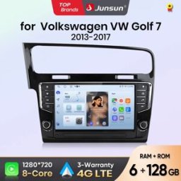 Junsun Autoradio da 9 pollici per Volkswagen VW Golf 7 2013 2014 2015 - 2017 CarPlay Android Auto FM RDS DSP BT GPS Navi SWC HD IPS Touch Screen Plug & Play Lettore multimediale con chiamate in
