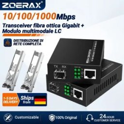 ZoeRax Convertitore di media Gigabit SFP a RJ45 1.25G LC ricetrasmettitore in fibra multimodale compatibile con Cisco/TP-Link/Altri Marchi