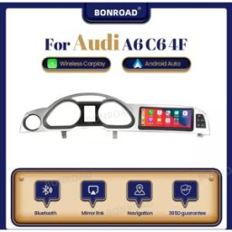 BONROAD Radio per auto con touch screen, CarPlay wireless e Android Auto per Audi A6 C6 4F 2005-2015, navigatore GPS e lettore multimediale