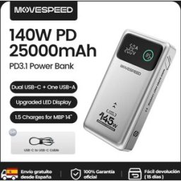 MOVESPEED M25Pro 140W Power Bank Carica rapida 145W Max 25000mAh Batteria esterna PD3.1 Powerbank per iPhone MacBook Lenovo Laptop