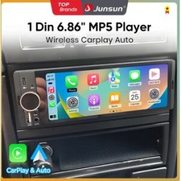 Junsun 6.86 ''1 Din Car Stereo Bluetooth Wireless per Apple Carplay Android Auto FM MP5 Radio Lettore Universale IPS Touch Screen