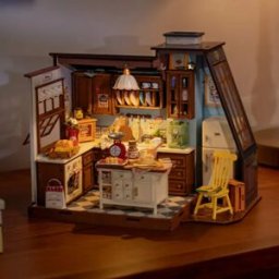 Robotime Kit Casa delle Bambole in Miniatura Baking Kitchen, Hobby Creativi, Regalo Sorprendente, Puzzle 3D, Kit di Costruzione Mini Casa, Book Nook