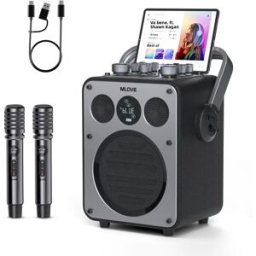 MLOVE D5 Macchina per Karaoke Professionale per Adulti con Bluetooth e 2 Microfoni Wireless, Sistema PA Portatile, Registratore