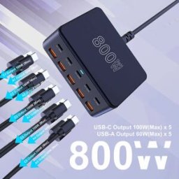 UHOMEBUY Caricabatterie GaN USB C da 800 W 100 W PD3.0 PPS QC3.0 Stazione di ricarica rapida a 10 porte per iPhone 16/15 Samsung MacBook Pro Laptop Tablet