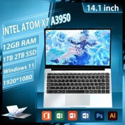 NONE NUOVO Laptop Ultra Sottile da 14.1' con 12GB RAM, 2TB SSD, Intel Atom X7 A3950, Windows 11, Display 1920*1080, Computer per Ufficio e Studio