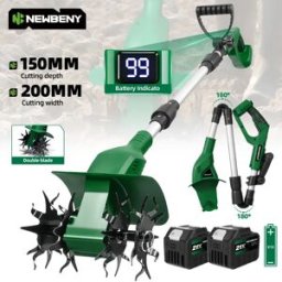 Yofidra NEWBENY 200MM Rasaerba Elettrico a Doppia Lama, Motozappa Coltivatore Attrezzo da Giardino per Batteria Makita 21V