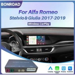 BONROAD Modulo Wireless CarPlay Android Auto per Alfa Romeo Stelvio e Giulia 2017-2019, MirrorLink Bluetooth Navi Decoder Box