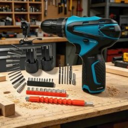 NONE Kit Trapano Avvitatore a Batteria 12V con Doppia Batteria da 3000mAh, Cacciavite Elettrico a 2 Velocità con LED e Set Completo di Accessori