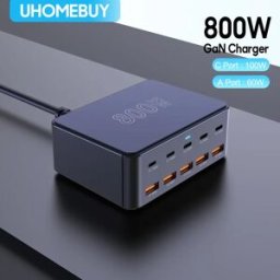 UHOMEBUY Caricatore GaN USB C da 800 W Stazione di ricarica rapida multiporta da 100 W PD3.0 PPS QC3.0 per iPhone 15 16 Samsung MacBook Pro Laptop Tablet