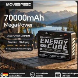 MOVESPEED Power Bank da 70000 mAh di grande capacità PD 35W Caricabatterie esterno a ricarica rapida Z70SE Display LED per campeggio all'aperto per iPhone