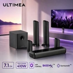 ULTIMEA Soundbar 7.1 Canali per Smart TV, Sistema Audio Surround con Subwoofer, Controllo App, Illuminazione RGB, Soundbar Staccabile 3-in-1