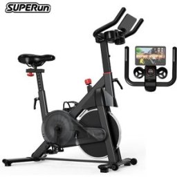 Superun Cyclette con controllo magnetico Porta tablet di grandi dimensioni Sedile comodo Bici da ciclismo per interni Bici da fitness cardio