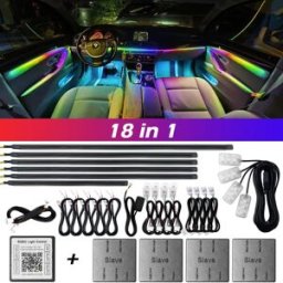 KALADA 18 in 1 Dual Zone Symphony Streamer Luce ambientale per auto Interni LED a colori RGB Neon Acrilico Strip Atmosfera Kit di illuminazione App