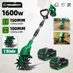 Yofidra NEWBENY Motozappa Elettrica 1600W, Coltivatore Rotante 150MM, Tagliaerba Portatile, Attrezzo per Aratura del Terreno Compatibile con Batteria Makita