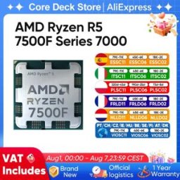 AMD Processore Ryzen 5 7500F CPU 5.0GHz 6 Core 12 Thread 32MB Game Cache 65W R5 7500F Socket AM5 DDR5 5200MHz 5NM ma senza ventola