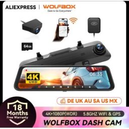 WOLFBOX G850 anteriore e posteriore 4K Dash Cam telecamera per auto WDR 1080P Dash Camera per auto FOV170 Car Dvr GPS visione notturna 24H parcheggio