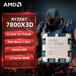 AMD Processore Desktop Ryzen 7 7800X3D R7 7800X3D, 8-Core 16-Thread, 5GHz, Sbloccato, Socket AM5, CPU per Gaming Senza Confezione