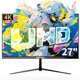 HGFRTEE Monitor 27" 4K UHD 3840x2160 IPS, 60Hz 10Bit 99% sRGB, Display per Ufficio con Protezione Occhi, Monitor Esterno HDMI DP per Laptop e PC