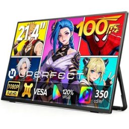 Uperfect Monitor portatile da 21,4 pollici 100Hz 1080P FHD VA Freesync 120% sRGB USB-C HDMI Plug and Play Schermo da gioco Display esterno Doppi altoparlanti Supporto regolabile per PC Laptop Mac