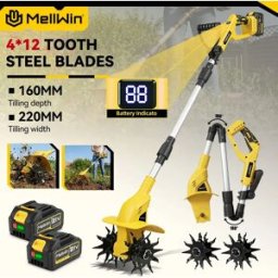 MELLWIN Motozappa Elettrica Senza Fili per Giardino, Coltivatore e Scarificatore Compatibile con Batteria Makita 18V