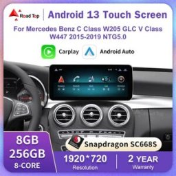 Road Top Touch Screen Android 13 per Mercedes Benz W205 GLC Classe V W447 GLA CLA 2015-2019 GPS con Carplay Android Auto Autoradio