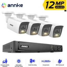 ANNKE Sistema di Videosorveglianza 4K POE, NVR 8CH con Telecamere di Sicurezza 8MP 12MP, Kit CCTV con Registrazione Audio, Telecamera IP con Audio Bidirezionale
