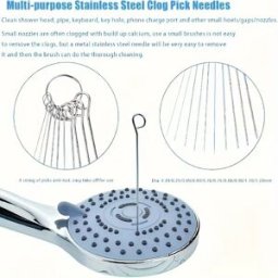 NONE Set di 10 Spazzole per Pulizia Doccia in Acciaio Inox, Adatte per Doccche di Varie Dimensioni, Accessori per la Pulizia del Bagno