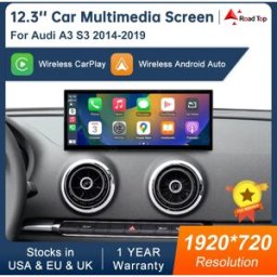 Road Top Display multimediale touch screen da 12,3 pollici per Audi A3 2014-2019 Airplay Miracast funzione Wireless Carplay Android Auto