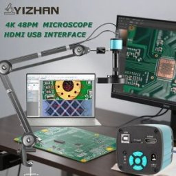KUAIQU YIZHAN 48MP 4K Microscopio elettronico digitale per saldatura HD 1080P HDMI Fotocamera Software USB 1-150x Aggiornamento obiettivo Braccio articolato