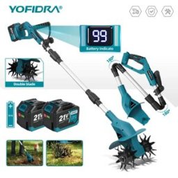 Yofidra Motozappa Elettrica Senza Fili, Coltivatore, Scarificatore, Attrezzo per la Lavorazione del Terreno da Giardino, Compatibile con Batteria Makita