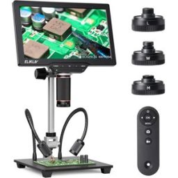 Elikliv Microscopio Digitale TL301 Max 10'' 4K 2000X per Saldatura ed Elettronica, Riparazione PCB con Microscopio HDMI a 3 Lenti