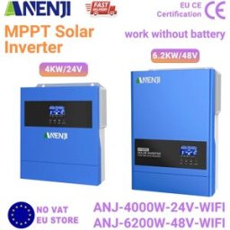 ANENJI Inverter Solare Ibrido 6.2KW 4.2KW On-Grid Off-Grid 48V 24V Onda Pura con Regolatore di Carica MPPT 120A 100A PV 500VDC