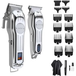 sejoy Set Professionale di Tagliacapelli e Regolabarba per Uomo, Kit da Barbiere Senza Fili con LED Ricaricabile