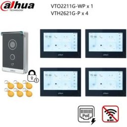 Dahua KIT videocitofono IP originale , VTO2211G-WP e VTH2621GW-P / VTH2621G-P, supporto app telefono, sblocco scheda RFID