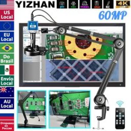 KUAIQU Microscopio digitale per elettronica, Microscopio industriale 4K 60MP con supporto migliorato, Porte HDMI e USB, Dotato di zoom elettronico, foto, video, misurazioni, salvataggio dati